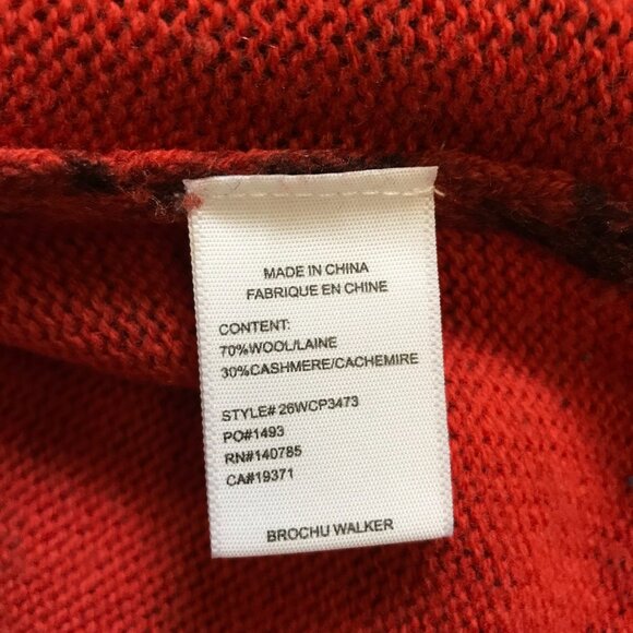 Brochu Walker Looker Layered Sweater Womens XS Red Orange Leopard V-Neck Wool - Picture 5 of 11